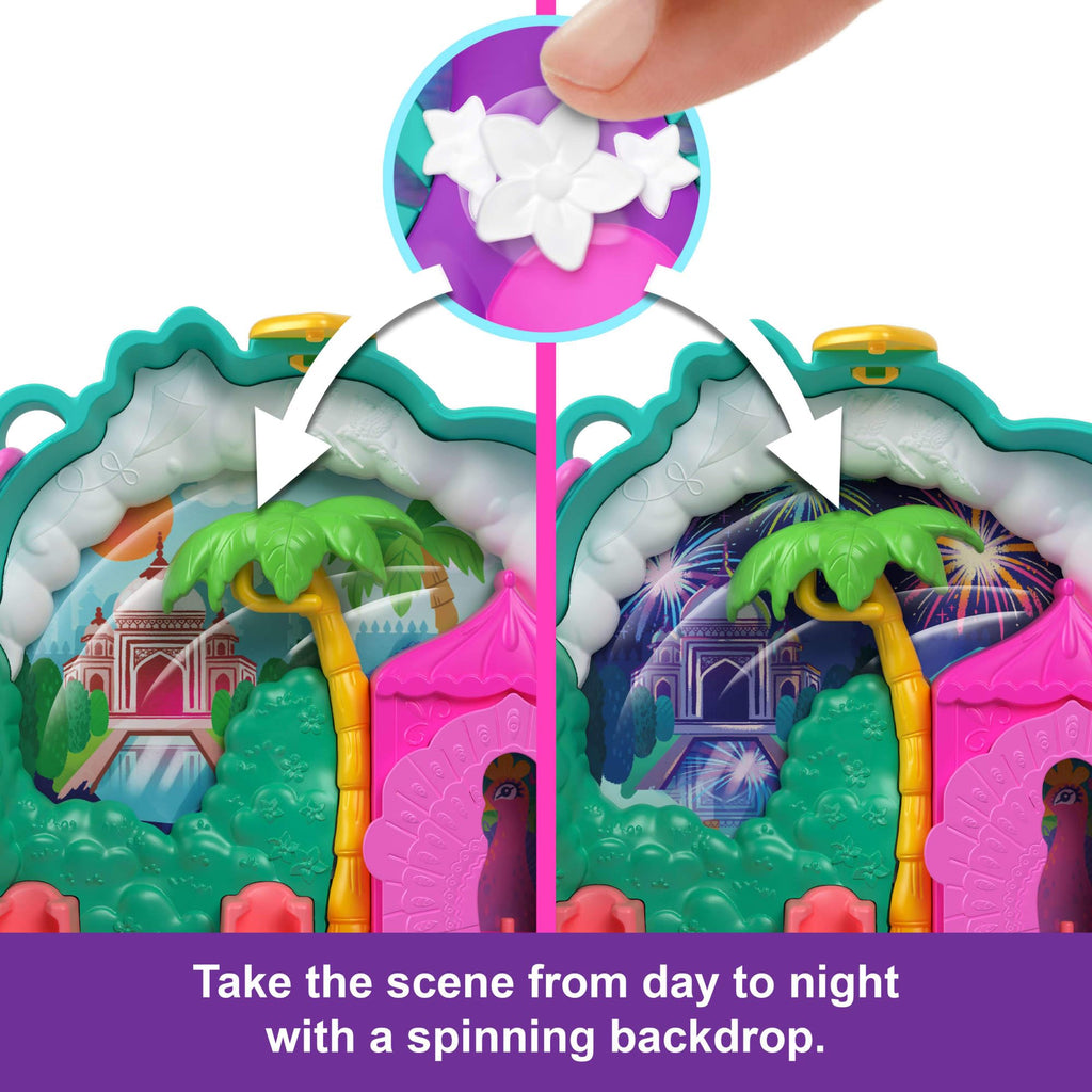 Polly Pocket Dolls & Playset, Peacock Garden Compact, Travel Toy with 2 Micro Dolls, Pets & Animal Accessories