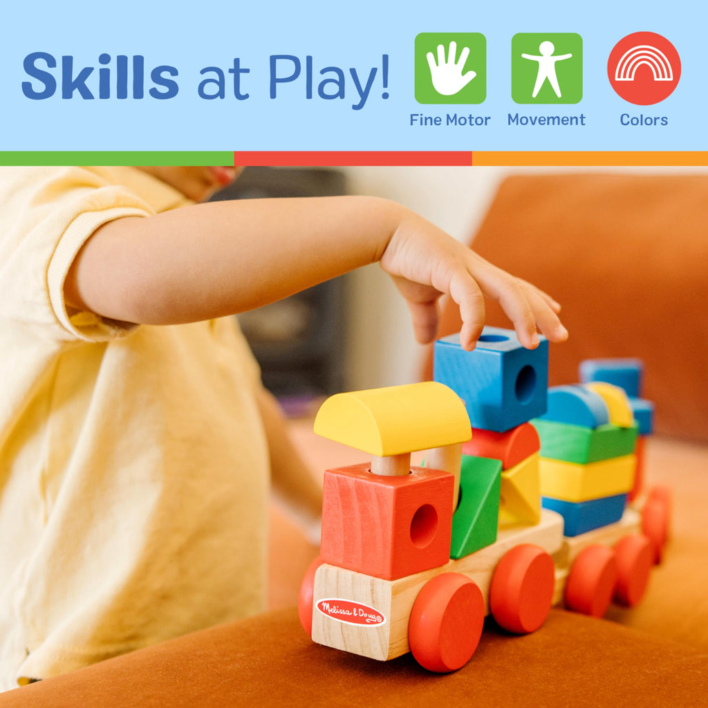 Melissa & Doug Stacking Train - Classic Wooden Toddler Toy (18 pcs)