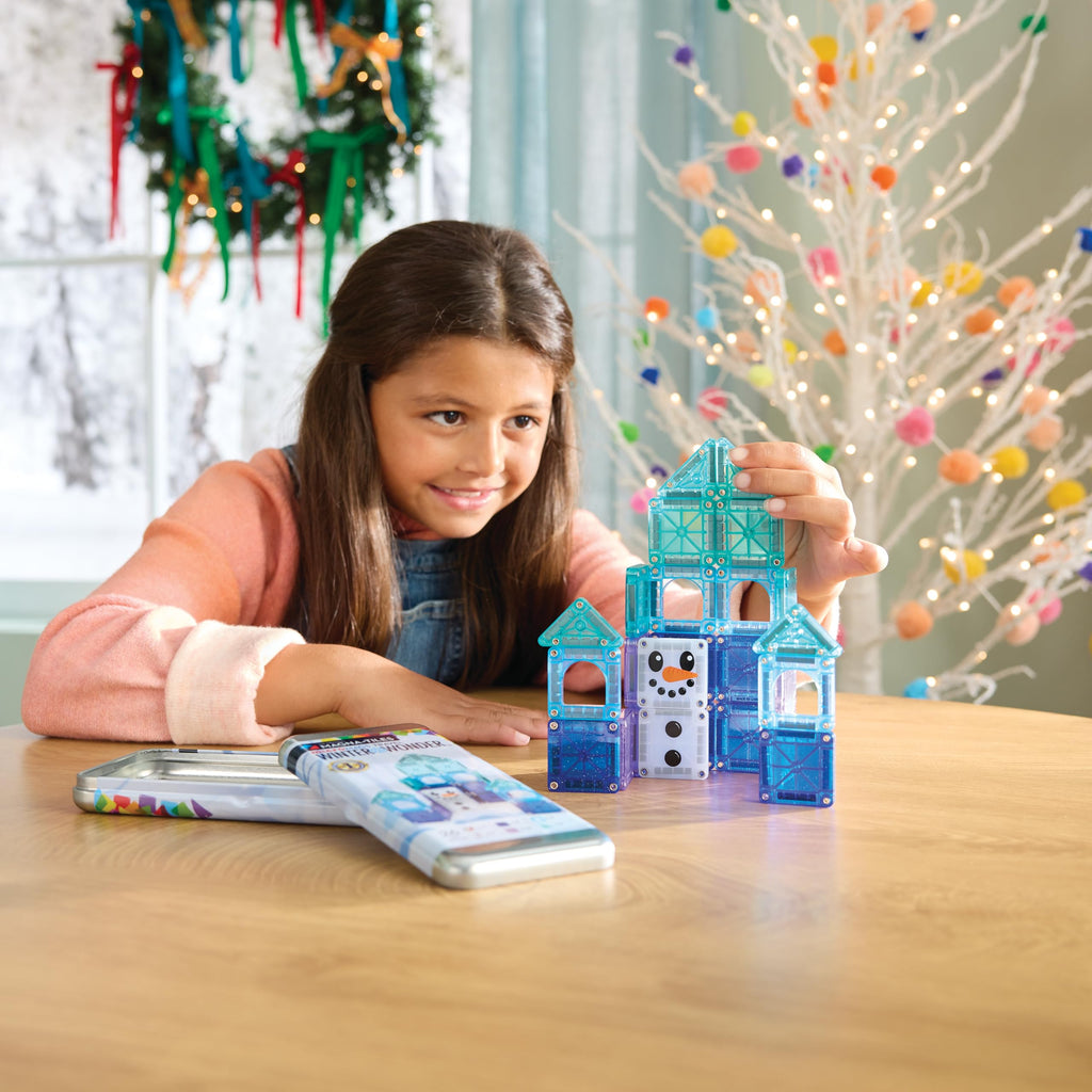 MAGNA-TILES microMAGS Winter Wonder Travel Set 26-Piece Magnetic Construction Set, The Original Magnetic Building Brand