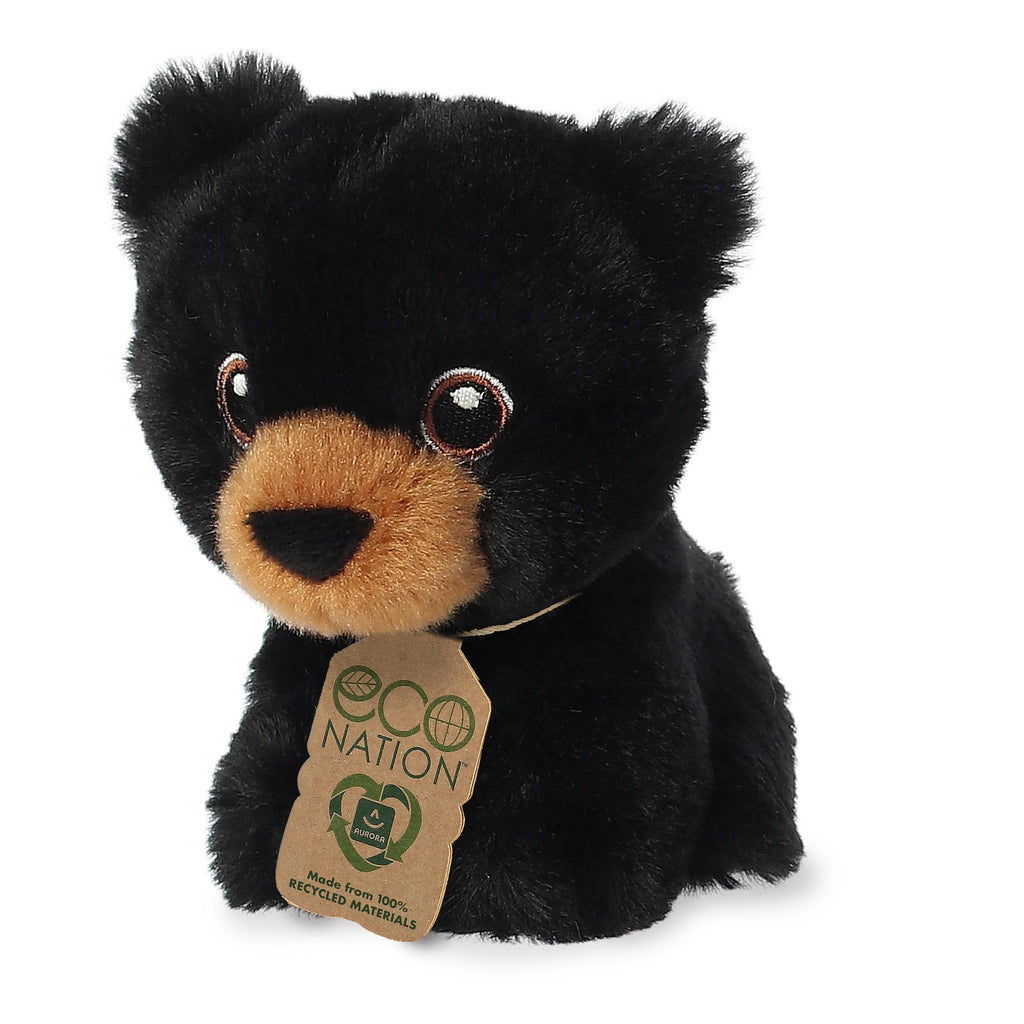 Aurora® Eco-Friendly Eco Nation™ Mini Black Bear Stuffed Animal - Environmental Consciousness - Recycled Materials - Black 5 Inches