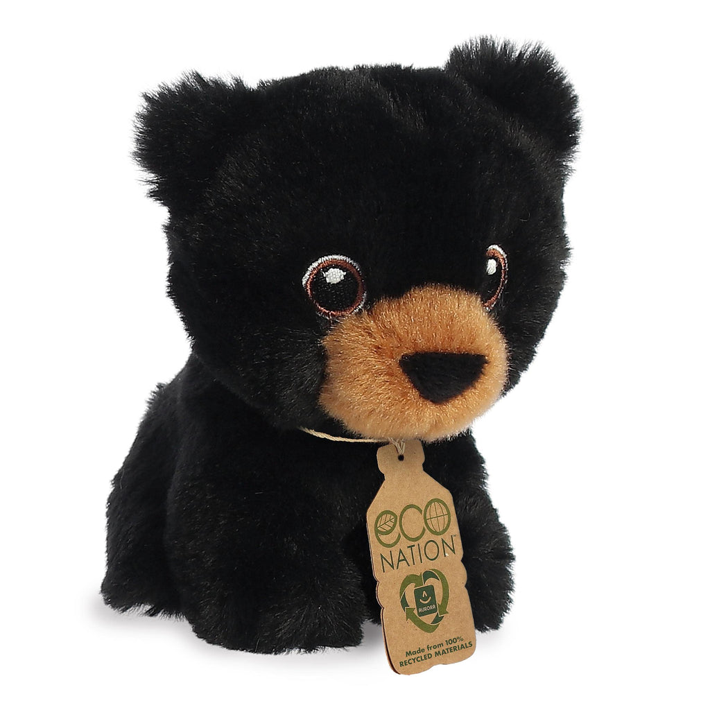 Aurora® Eco-Friendly Eco Nation™ Mini Black Bear Stuffed Animal - Environmental Consciousness - Recycled Materials - Black 5 Inches