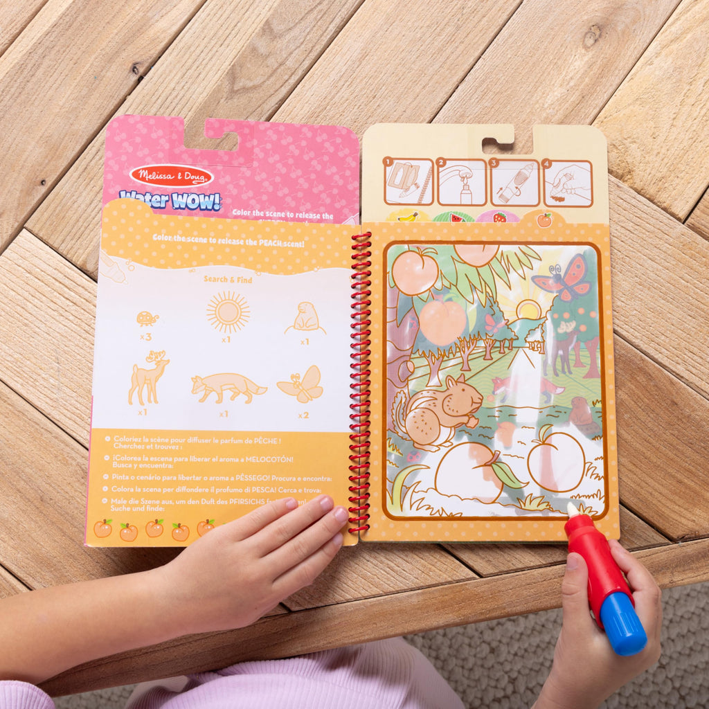 Melissa & Doug Scented Water Wow! Reusable Water-Reveal Coloring Activity Pad Travel Toy – Fruit