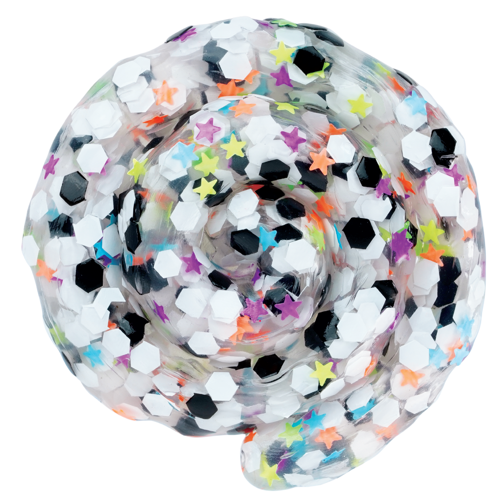 Mini Soccer Ball Thinking Putty: Fidget Toy with Black, White, Star Sequins