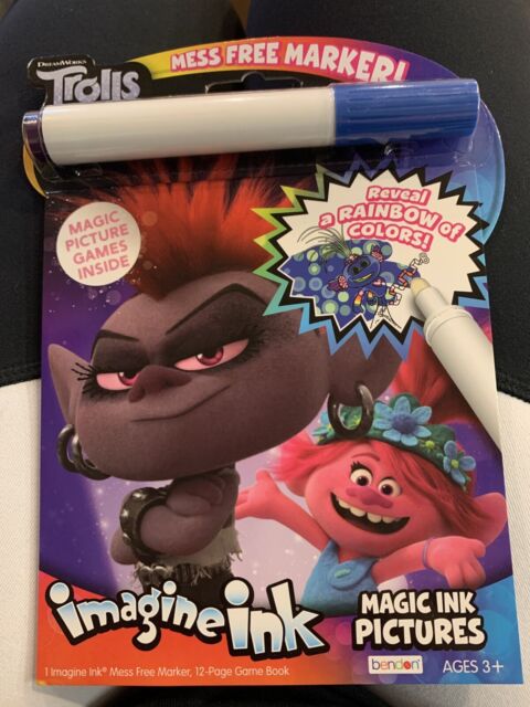 Bendon Imagine Ink Coloring Game Book, Magic Ink Pictures, Mess Free Marker (Trolls World Tour)