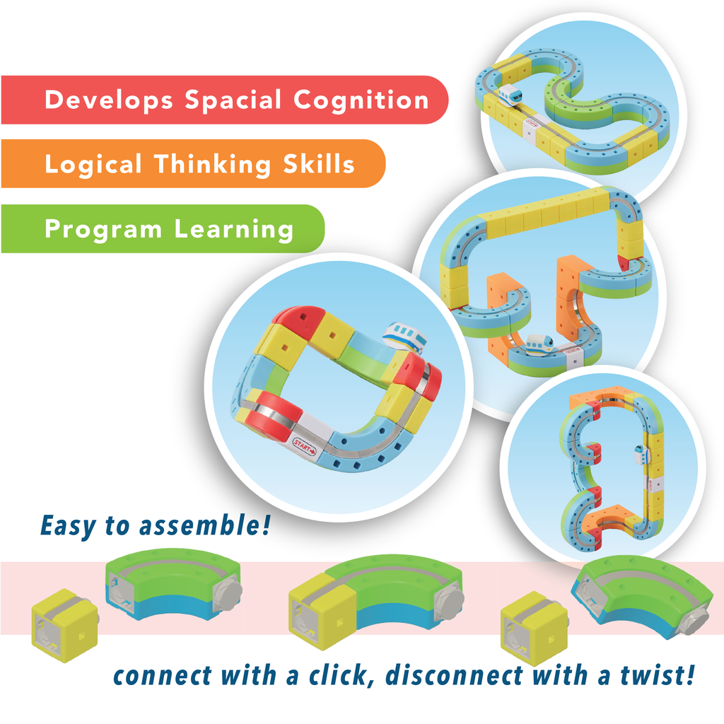 Rail Cube Magnetic Monorail Deluxe Train Set: Build Complex Tracks, Dynamic UPSIDE-DOWN Action