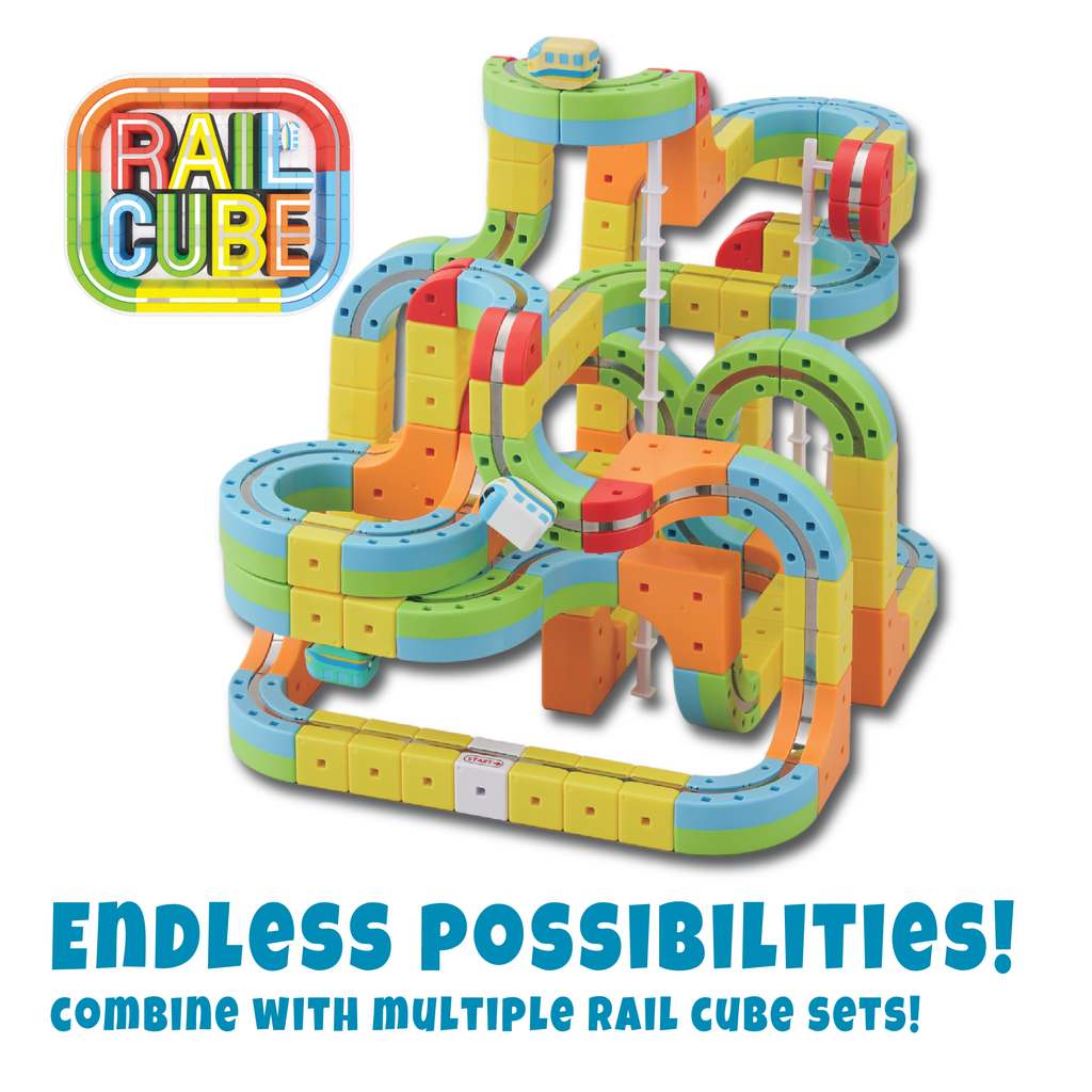 Rail Cube Magnetic Monorail Deluxe Train Set: Build Complex Tracks, Dynamic UPSIDE-DOWN Action