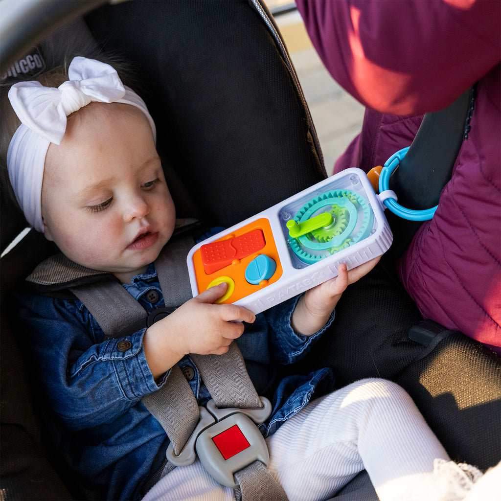 PlayTab Go Travel-Friendly Sensory Activity Board for Babies with Interchangeable Tiles