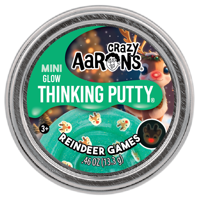 Crazy Aaron's Mini Reindeer Games Shimmering Glow-in-Dark Thinking Putty