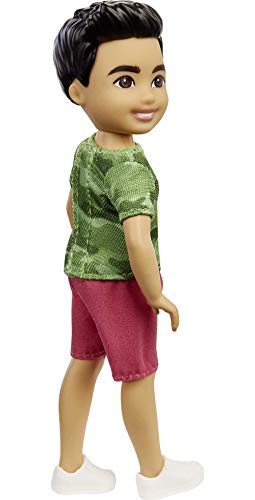 Barbie Chelsea Boy Doll (6-inch Brunette) Wearing Camo T-Shirt, Shorts and Sneakers, Gift for 3 to 7 Year Olds , White