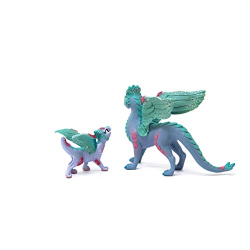 Schleich Bayala Dragon Toys and Figurines - Flying Flower Mother and Small Baby Dragon, Action Figure Kid Toys and Dolls, Girls and Boys Ages 5 and Above
