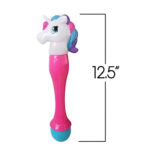 Cute 12.5 Inch Light up Unicorn Bubble Scepter Wand - Includes Solution and Batteries