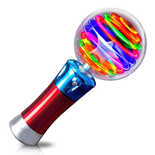 Light Up Magic Ball Toy Wand for Kids - Flashing LED Wand for Boys and Girls - Spinning Light Show - Batteries Included - Fun Gift or Birthday Party Favor - Classroom Prizes
