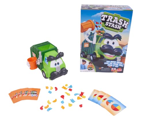 Goliath Trash Stash Game - Fill Trashcan, Watch It Dump Into Garbage Truck Or Truck Chucks It Up - No Reading Required, Ages 4 and Up, 2-4 Players