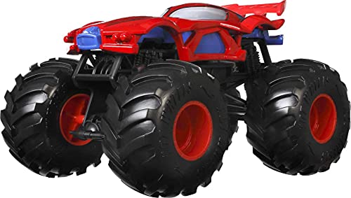 Hot Wheels Monster Trucks 1:24 Scale Marvel Spiderman Vehicle,Collectible Die-Cast Metal Toy Truck with Giant Wheels & Stylized Chassis, Gift for Kids Ages 3 Years Old & Up