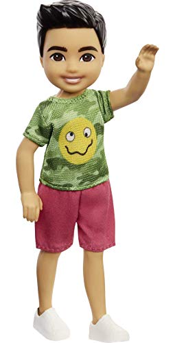 Barbie Chelsea Boy Doll (6-inch Brunette) Wearing Camo T-Shirt, Shorts and Sneakers, Gift for 3 to 7 Year Olds , White