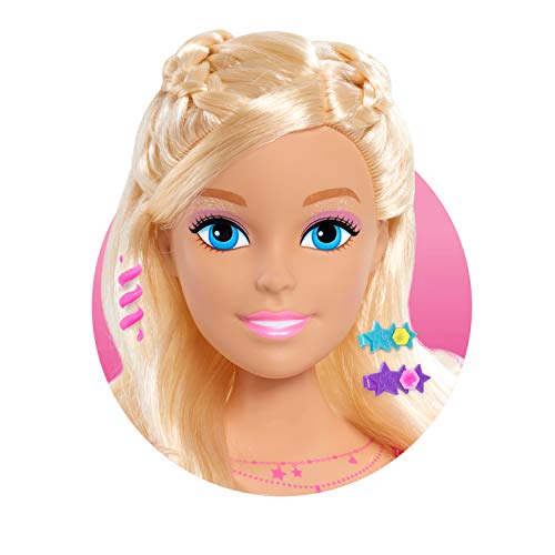 Barbie Fashionistas 8-Inch Styling Head, Blonde, 20 Pieces Include Styling Accessories, Hair Styling for Kids, by Just Play