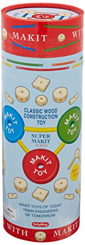 Schylling Super Makit Classic Wood Construction Toy, 3+ years, 70-Pieces