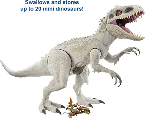 Jurassic World Camp Cretaceous Super Colossal Indominus Rex Action Figure with Eating Feature, Stands 18in High and 3.5ft Long, Dinsoaur Toy Gift