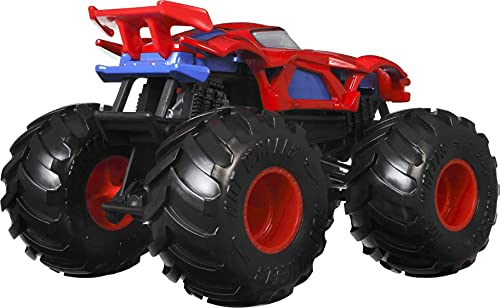 Hot Wheels Monster Trucks 1:24 Scale Marvel Spiderman Vehicle,Collectible Die-Cast Metal Toy Truck with Giant Wheels & Stylized Chassis, Gift for Kids Ages 3 Years Old & Up