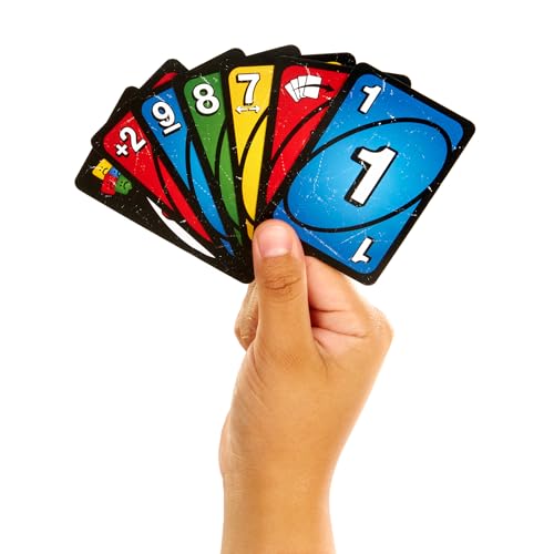 Mattel Games UNO Show ‘em No Mercy Card Game for Kids, Adults & Family Parties and Travel With Extra Cards, Special Rules and Tougher Penalties