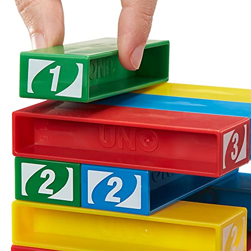 Mattel Games UNO StackoGame for Kids and Family with 45 Colored Stacking Blocks,  Makes a Great Gift for 7 Year Olds and Up