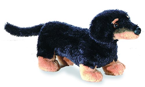 Aurora® Adorable Mini Flopsie™ Vienna™ Dachshund Stuffed Animal - Playful Ease - Timeless Companions - Black 8 Inches