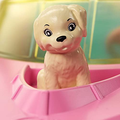 Barbie Boat with Puppy and Themed Accessories, Fits 3 Dolls, Floats in Water, Great Gift for 3 to 7 Year Olds