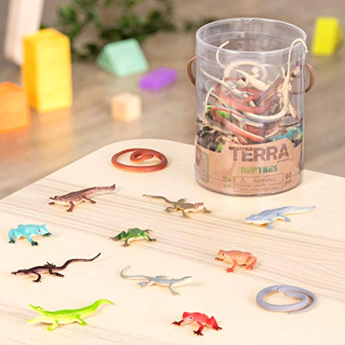Terra by Battat – Reptiles In Tube – Assorted Reptile Animal Toys (60 Pieces)