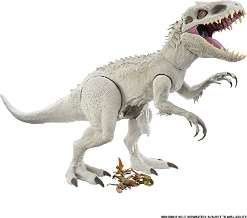 Jurassic World Camp Cretaceous Super Colossal Indominus Rex Action Figure with Eating Feature, Stands 18in High and 3.5ft Long, Dinsoaur Toy Gift