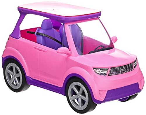 Barbie: Big City, Big Dreams Transforming Vehicle Playset, Pink 2-Seater Car Reveals Stage, Drum Set & Concert-Themed Accessories