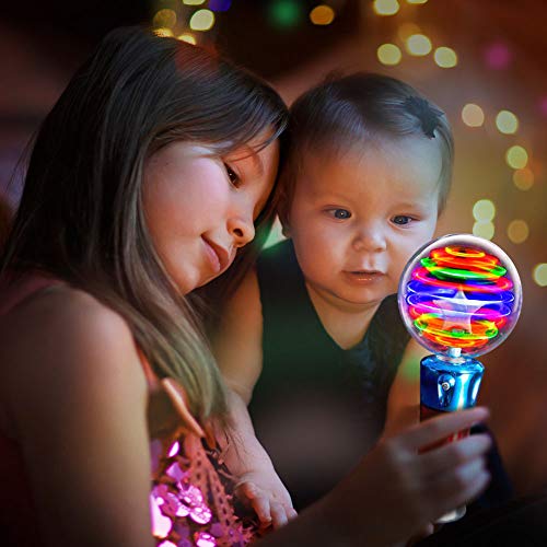 Light Up Magic Ball Toy Wand for Kids - Flashing LED Wand for Boys and Girls - Spinning Light Show - Batteries Included - Fun Gift or Birthday Party Favor - Classroom Prizes