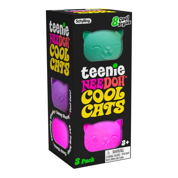 Schylling NeeDoh - Teenie Cool Cat - Soft Sensory Fidget Toy - Collectible Stress Balls - Ages 3+