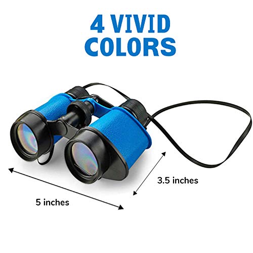 Toy Binoculars with Neck String -  3.5 x 5 Inch - Novelty Binoculars for Children, Sightseeing, Birdwatching, Wildlife, Outdoors, Scenery, Pretend Play, Party Favors, Play, Colors May Vary