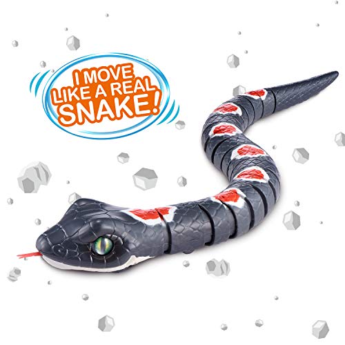 Robo Alive Slithering Snake Series 2 Grey by ZURU Battery-Powered Robotic Light Up Reptile Toy That Moves (Grey)