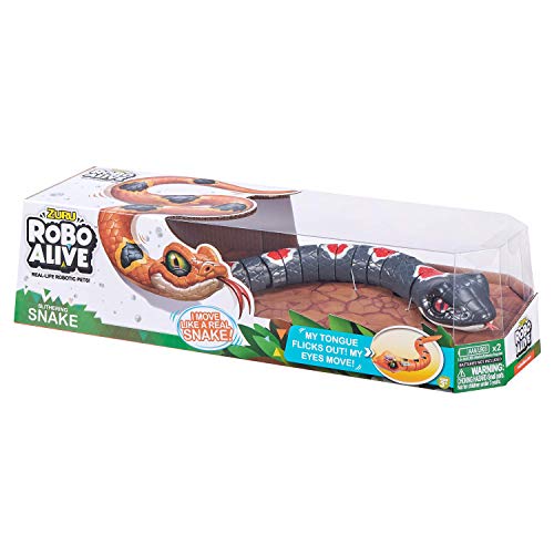 Robo Alive Slithering Snake Series 2 Grey by ZURU Battery-Powered Robotic Light Up Reptile Toy That Moves (Grey)