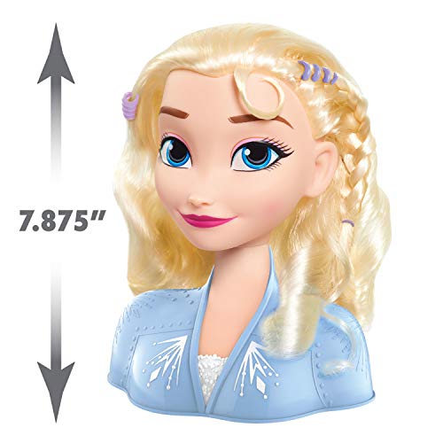 Disney Frozen 2 Elsa Styling Head, 14-Pieces Include Wear and Share Accessories, Blonde, Hair Styling for Kids, by Just Play
