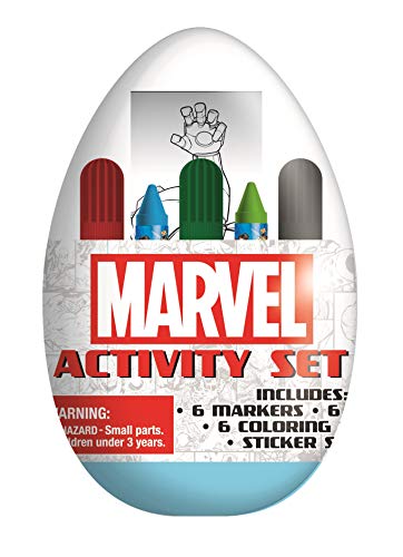 Kids Activity Egg Easter Craft Kit with Coloring Pages, Stickers, Markers, and Crayons (Marvel)