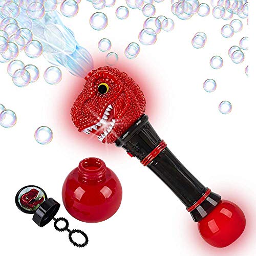 11.5 Inch Light Up T-Rex Bubble Blower Wand - Batteries and Bubble Fluid Included