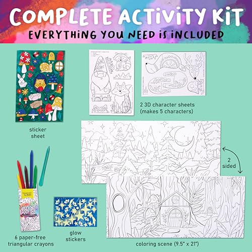 Creativity for Kids Wonder Worlds 3D Coloring Craft Kit: Enchanted Forest - Coloring Craft Kit for Kids, DIY Kit for Girls and Boys, Kids Gifts for Ages 4-8+