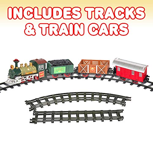 Deluxe Train Set for Kids - Battery-Operated Toy with 4 Cars and Tracks - Durable Plastic - Cute Christmas Holiday Train for Under The Tree, Great Gift Idea for Boys, Girls, Toddlers