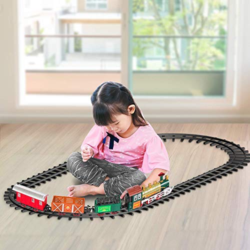 Deluxe Train Set for Kids - Battery-Operated Toy with 4 Cars and Tracks - Durable Plastic - Cute Christmas Holiday Train for Under The Tree, Great Gift Idea for Boys, Girls, Toddlers