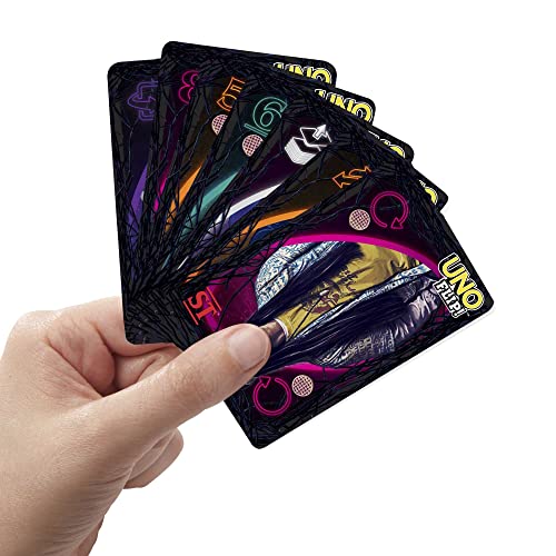 UNO Flip! Stranger Things Card Game for Adults & Teens with Double-Sided Cards, Real World Vs. Upside Down