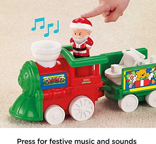 Fisher-Price Little People Toddler Toy Musical Christmas Train with Santa Elf & Reindeer Figures For Ages 1+ Years