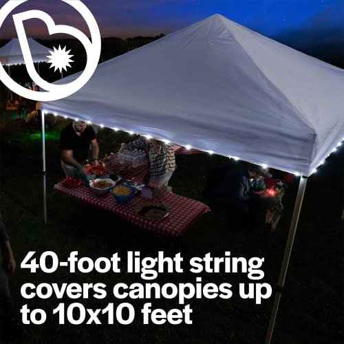 LightBrightz LED Canopy Lights, White - Outdoor Canopy Tent Lights for 10'x10' Tents - Instant Pop Up Canopy Lights - Camping Tent Light Accessories - 40ft Light String