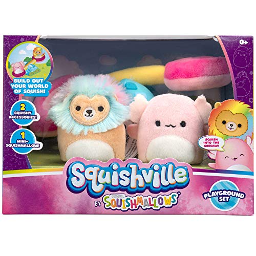 Squishville by Squishmallows Mini Plush Playground Set Featuring 2” Leonard and Archie Mini-Squishmallow and 1 Plush Accessory
