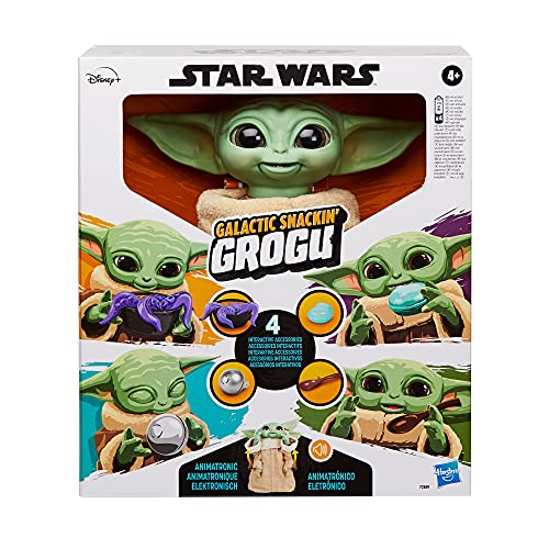 Star Wars The Mandalorian Galactic Snackin' Grogu Animatronic Toy with Over 40 Sound and Motion Combinations