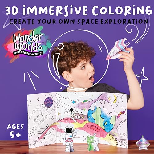Creativity for Kids Wonder Worlds 3D Coloring Craft Kit: Outer Space Exploration - Space Coloring Kit for Boys and Girls Ages 6-8+, Kids Gifts and Activities
