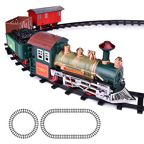 Deluxe Train Set for Kids - Battery-Operated Toy with 4 Cars and Tracks - Durable Plastic - Cute Christmas Holiday Train for Under The Tree, Great Gift Idea for Boys, Girls, Toddlers