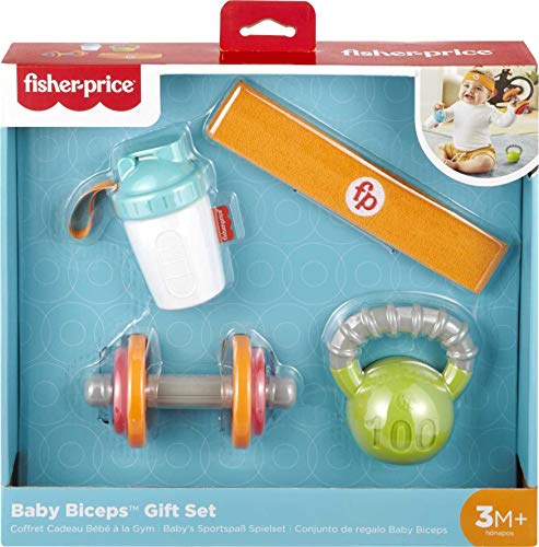 Fisher-Price Teething Toys and Rattles for Newborns, Funny Baby Biceps Gift Set, 4 Pieces