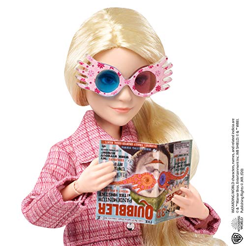 Harry Potter Luna Lovegood Collectible Doll Wearing Tweed Jacket, Skirt and Tights, with Quibbler and Spectrespecs, Gift for 6 Year Olds and Up